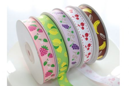 Fruit Prints Grosgrain Ribbon - Fruit Prints Grosgrain Ribbon